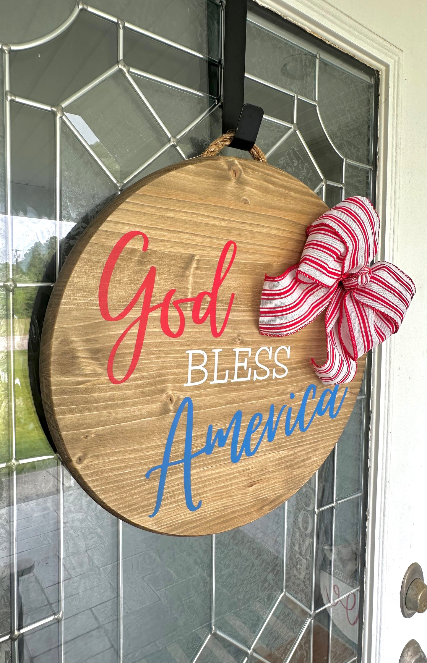 God Bless America Wood Sign Red White Blue