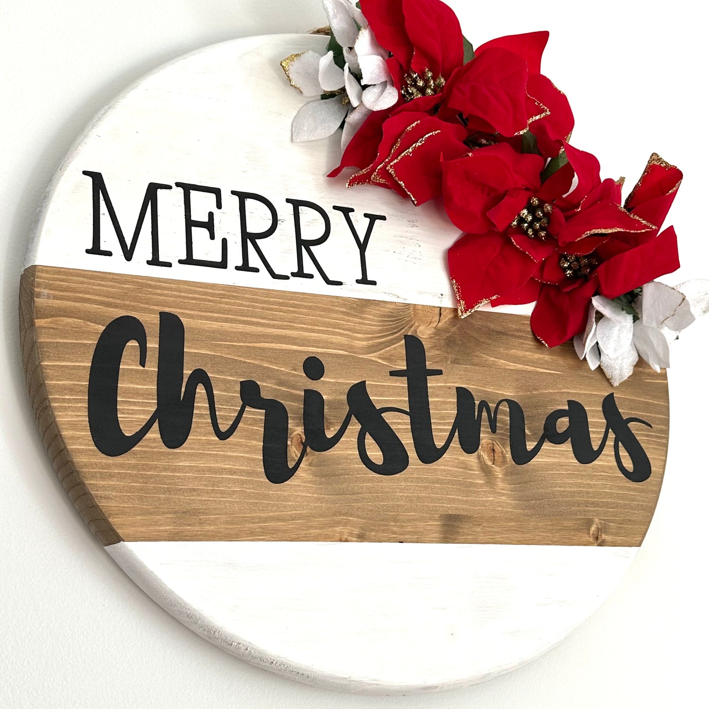 Merry Christmas Wood Sign With Floral