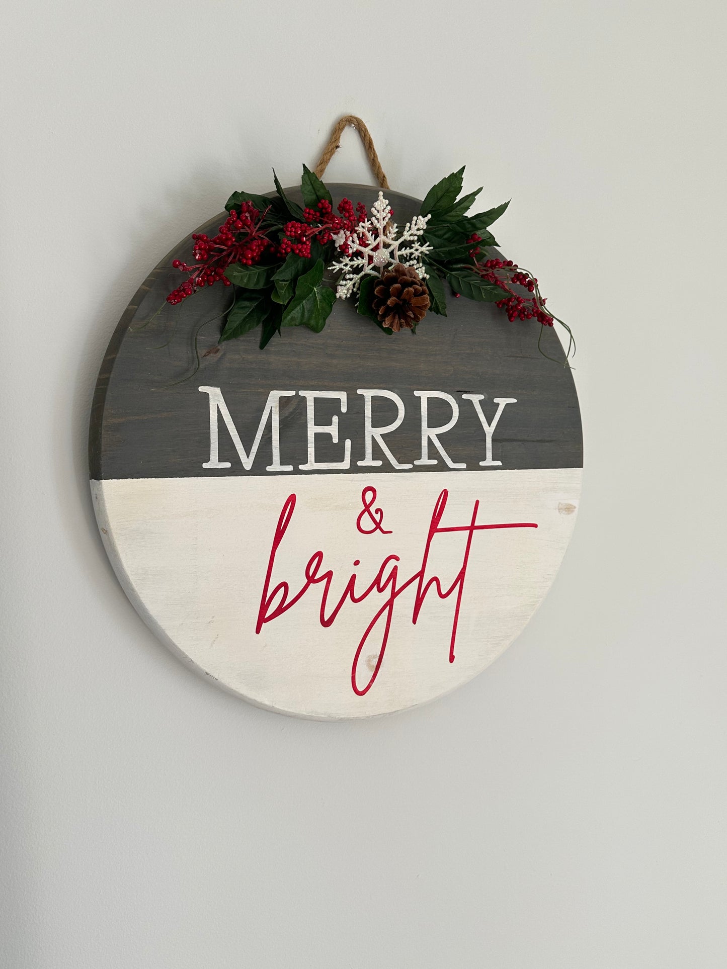 Merry and Bright Christmas Wood Sign