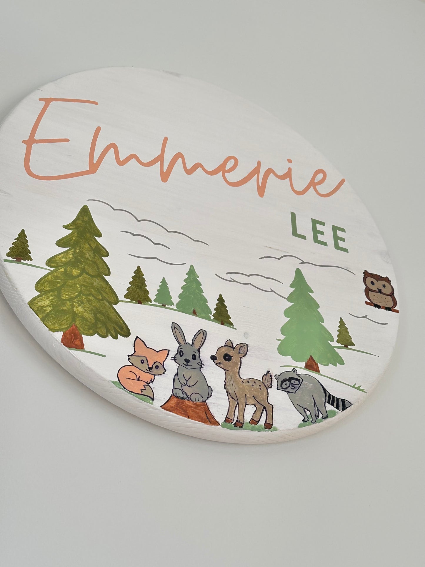 Personalized Woodland Baby Girl Nursery Wood Sign
