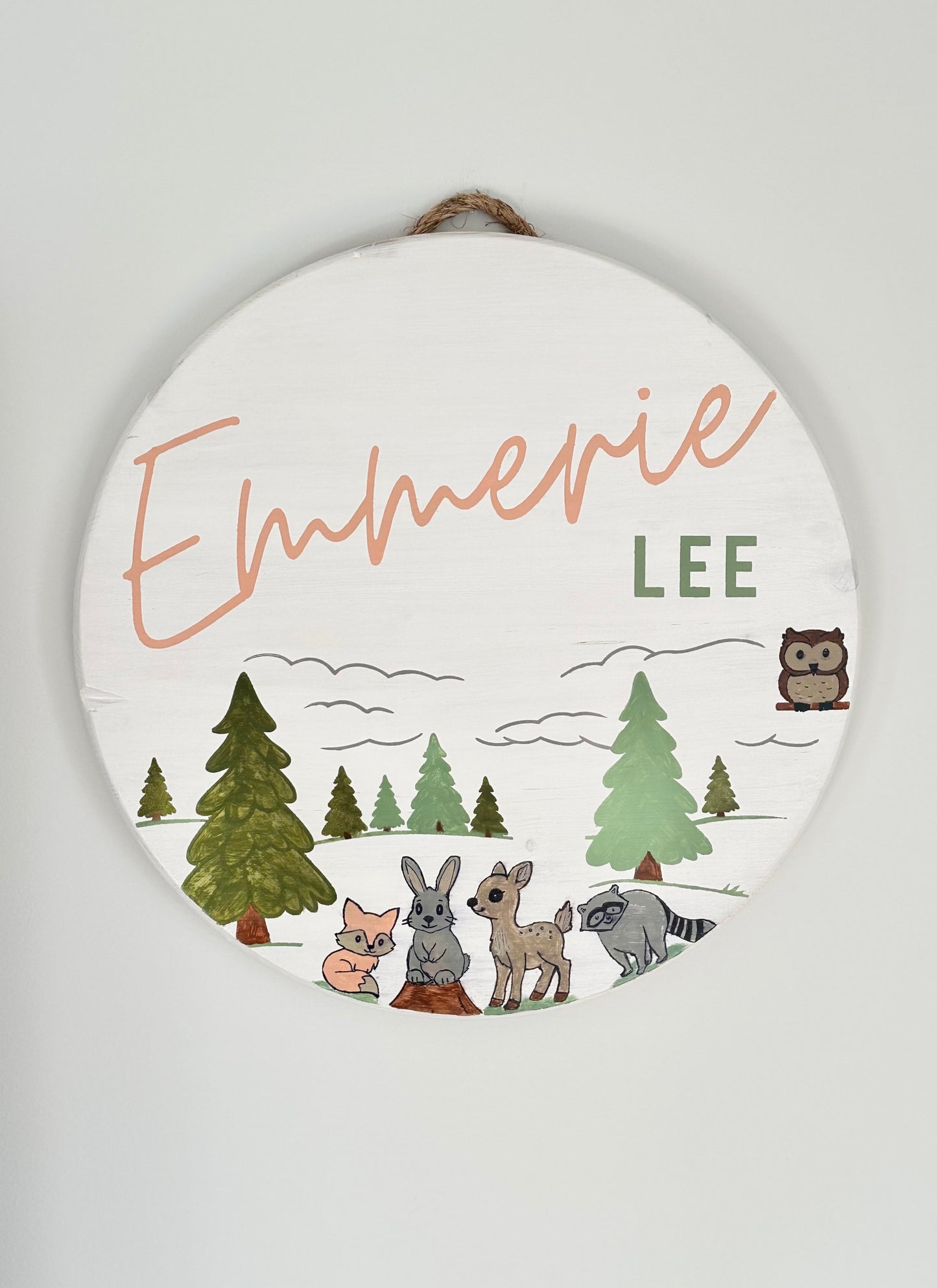 Personalized Woodland Baby Girl Nursery Wood Sign