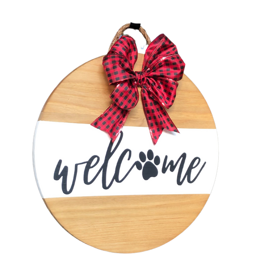 Craft Party Menu: Welcome Paw Print Wood Sign