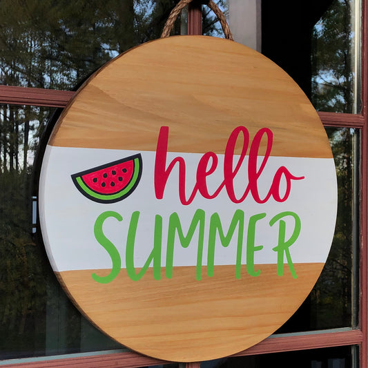 Hello Summer Wood Sign With Watermelon