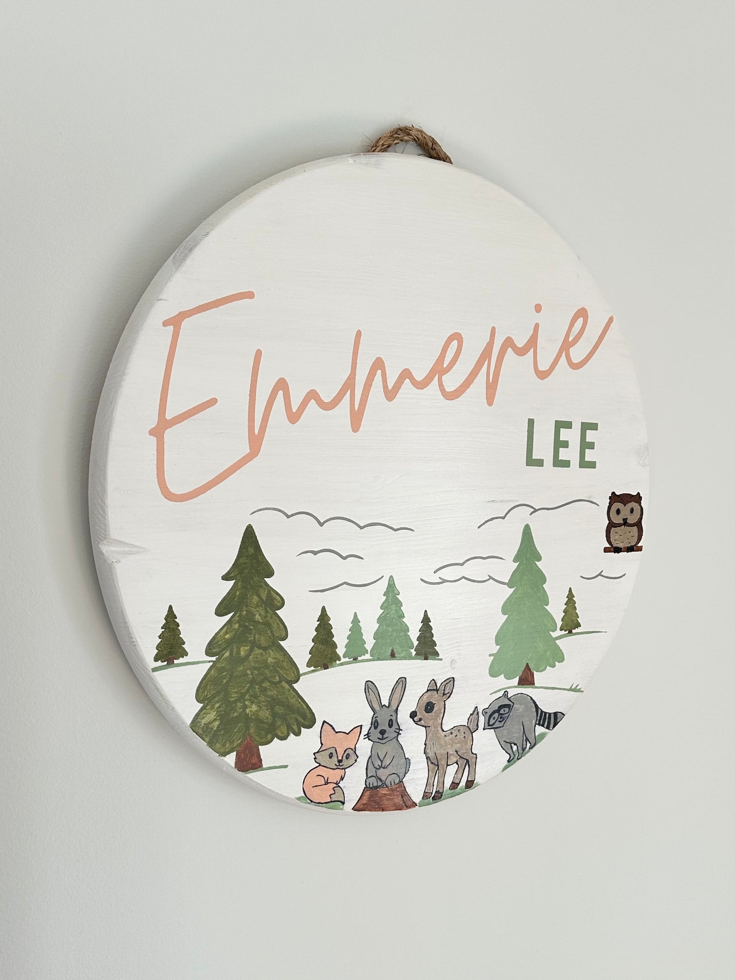 Personalized Woodland Baby Girl Nursery Wood Sign