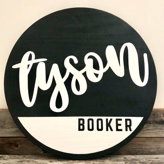 Personalized Simple Modern Baby Boy Nursery Wood Sign