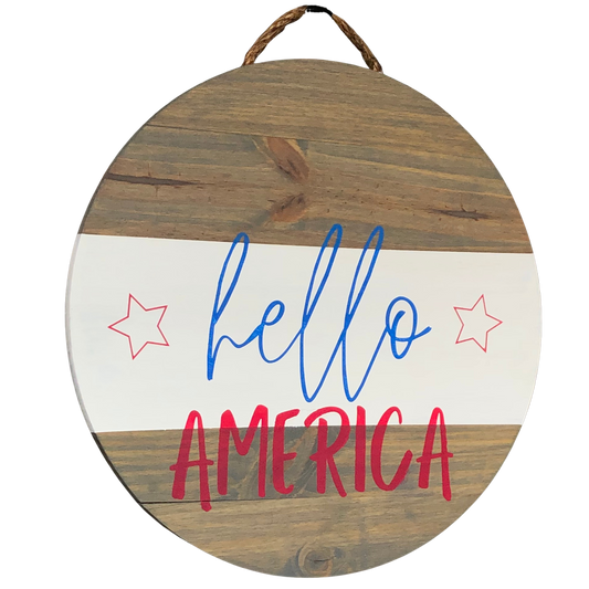 Craft Party Menu: Hello America Wood Sign