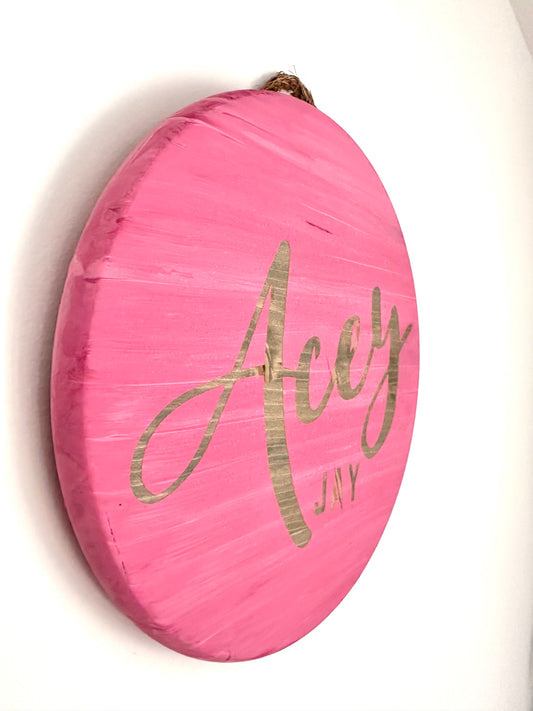 Personalized Pink Baby Girl Nursery Wood Sign