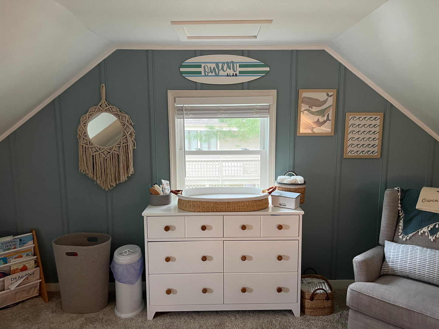 Personalized Baby Boy Nursery Surfboard Sign