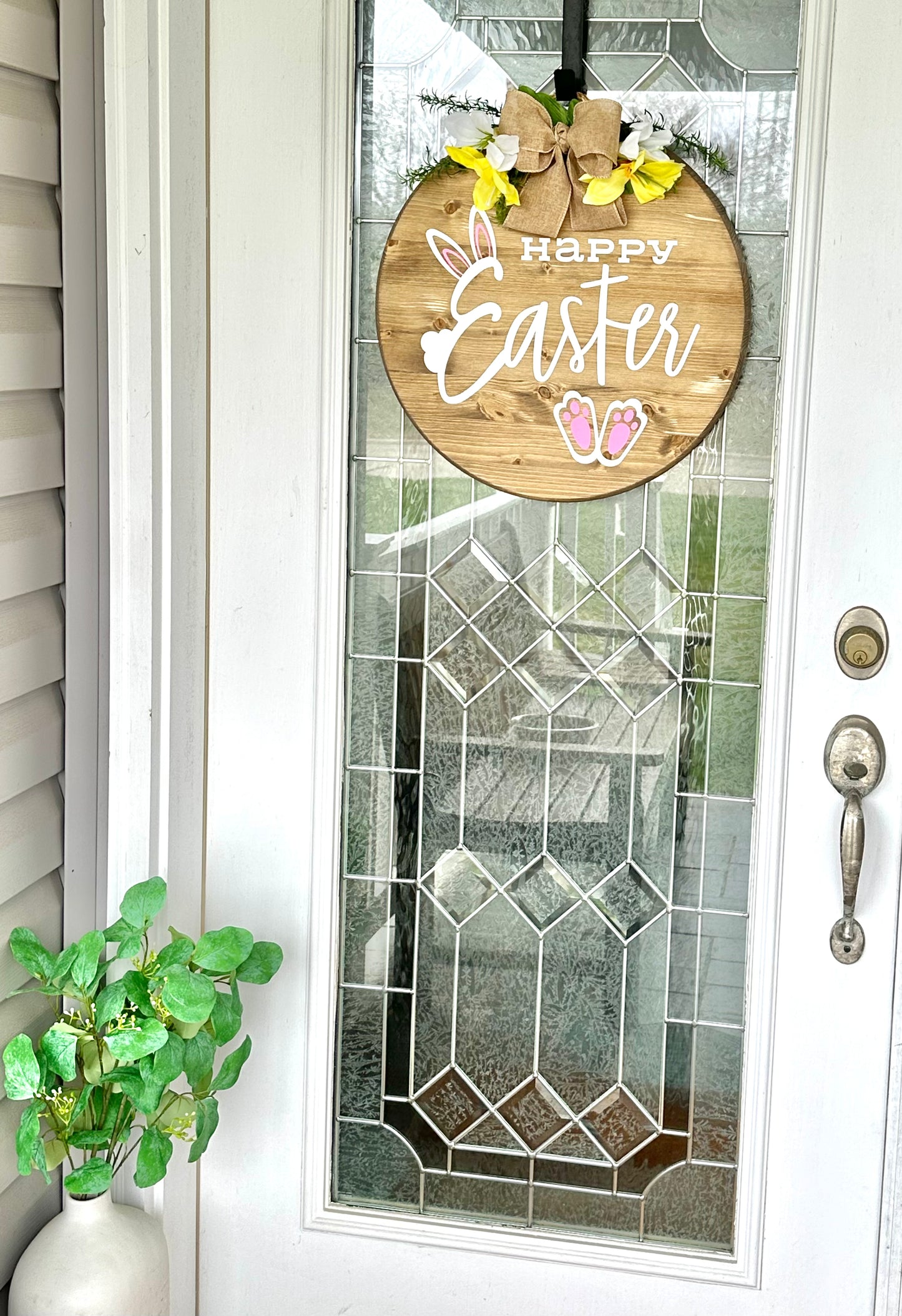 Happy Easter Bunny Design Wood Sign