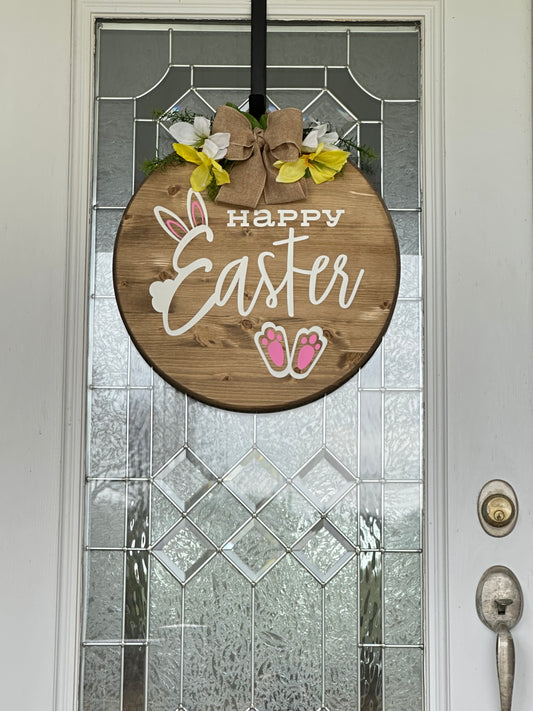Happy Easter Bunny Design Wood Sign