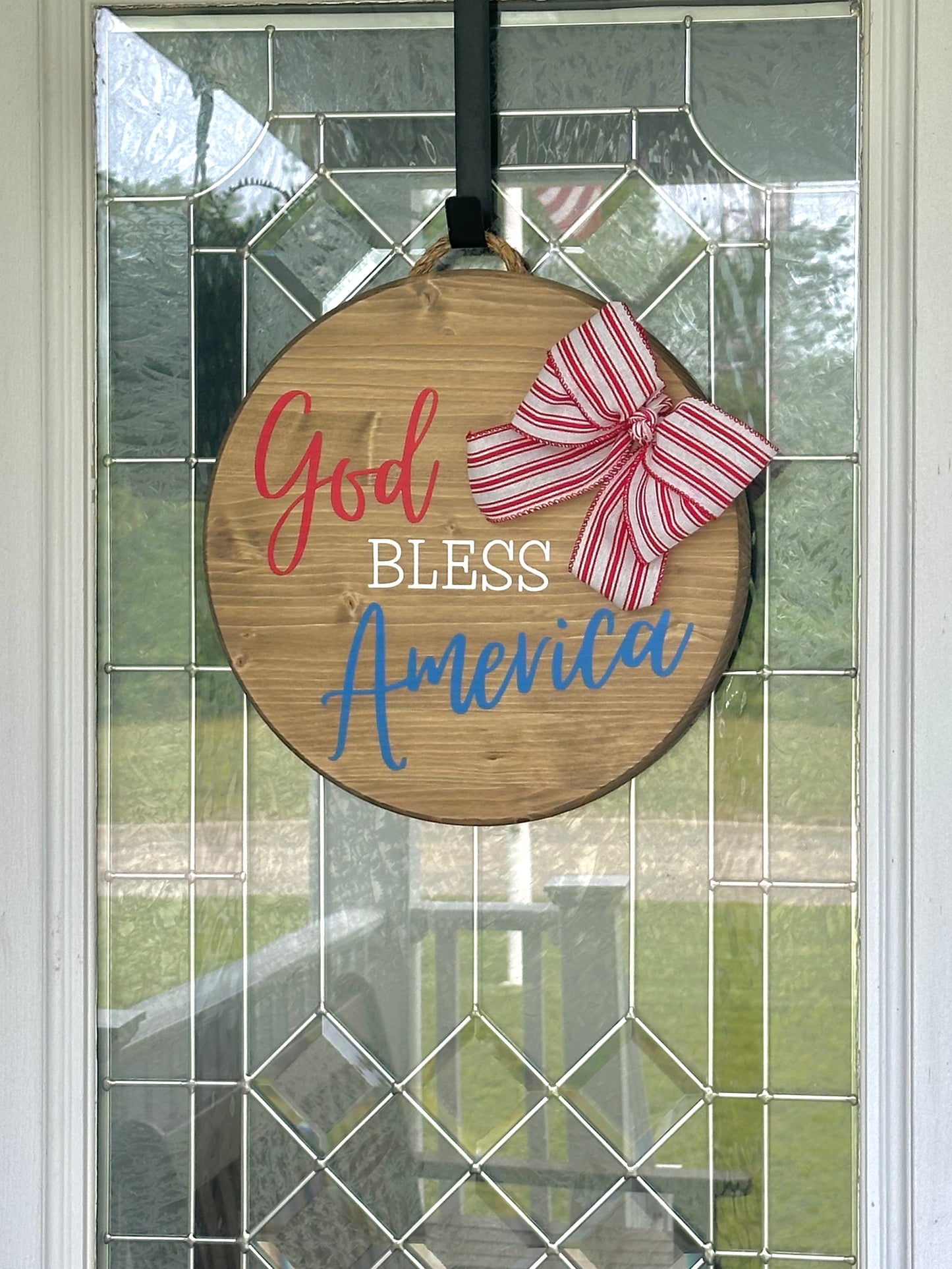 God Bless America Wood Sign Red White Blue