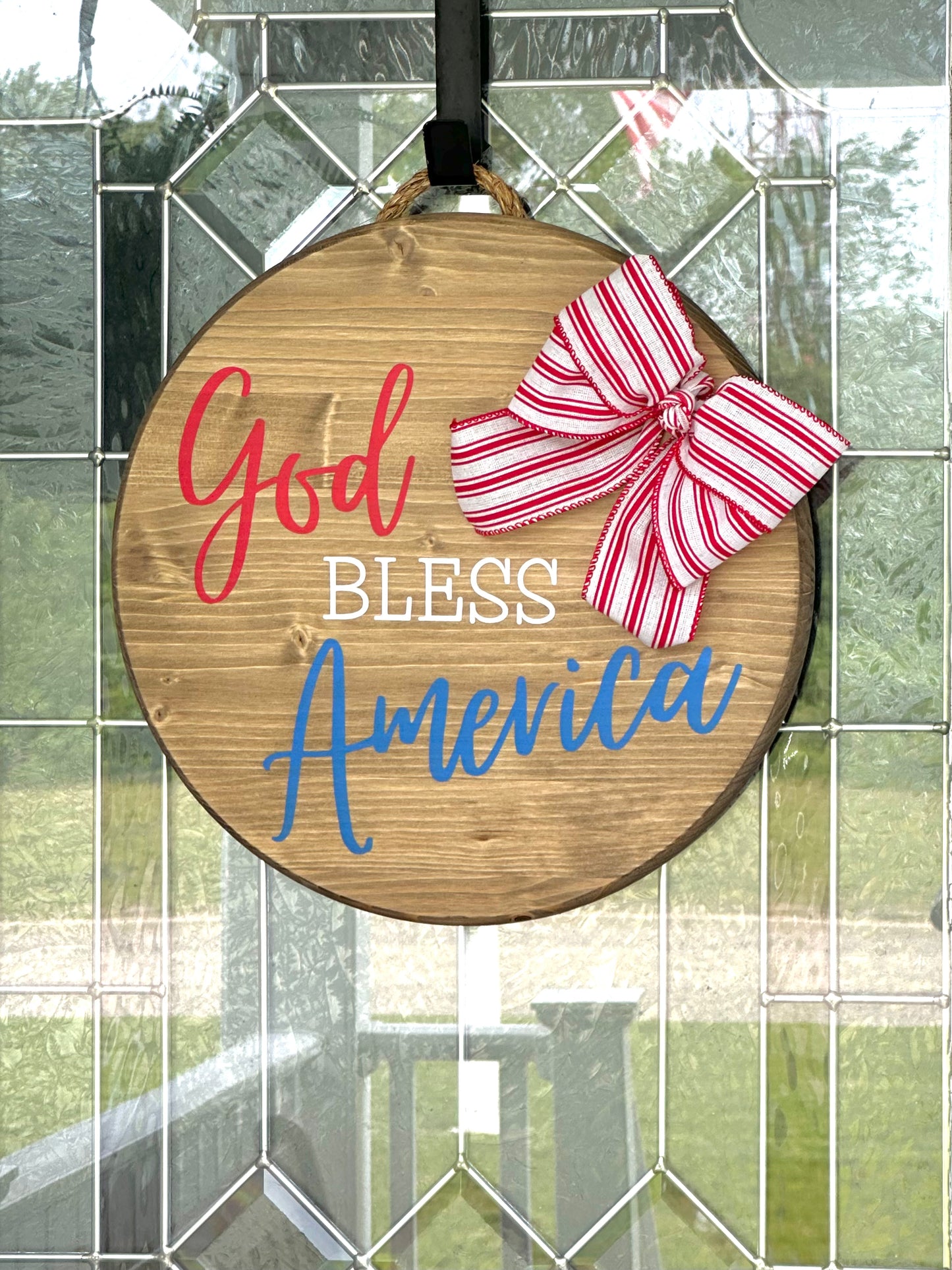 God Bless America Wood Sign Red White Blue