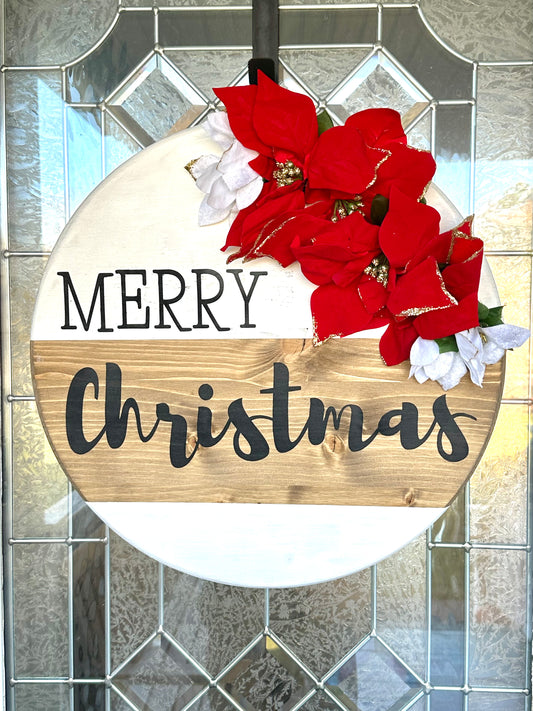 Merry Christmas Wood Sign With Floral