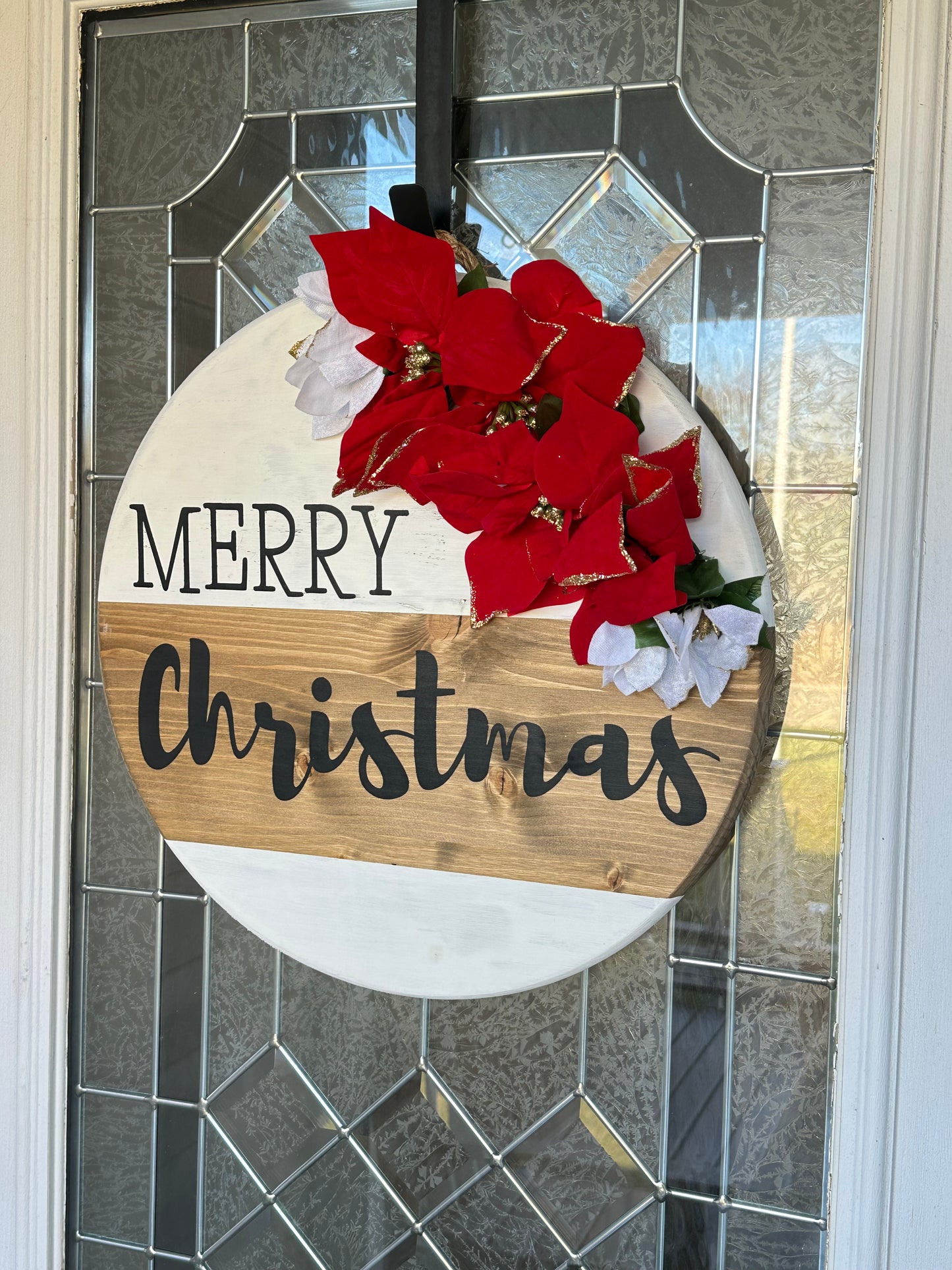 Merry Christmas Wood Sign With Floral
