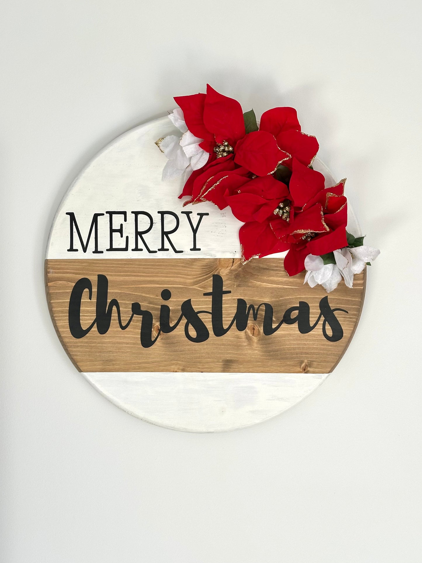 Merry Christmas Wood Sign With Floral