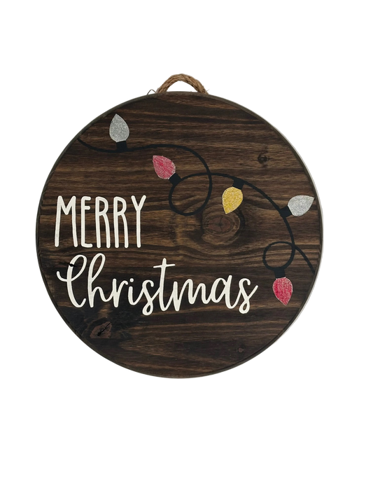Craft Party Menu: Merry Christmas Lights Wood Sign
