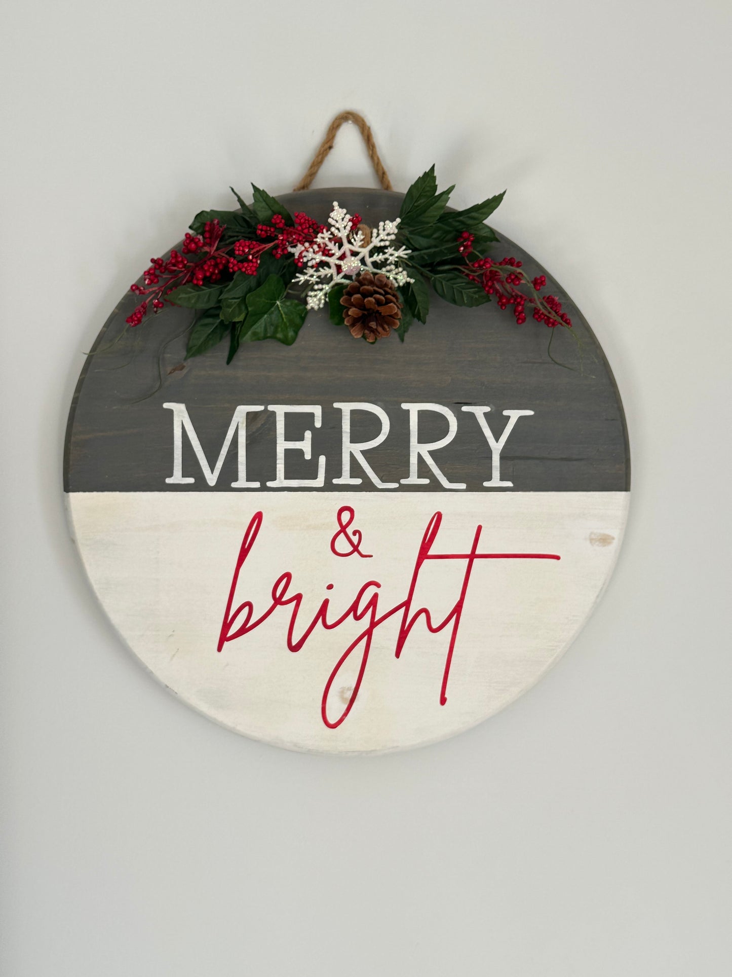 Merry and Bright Christmas Wood Sign