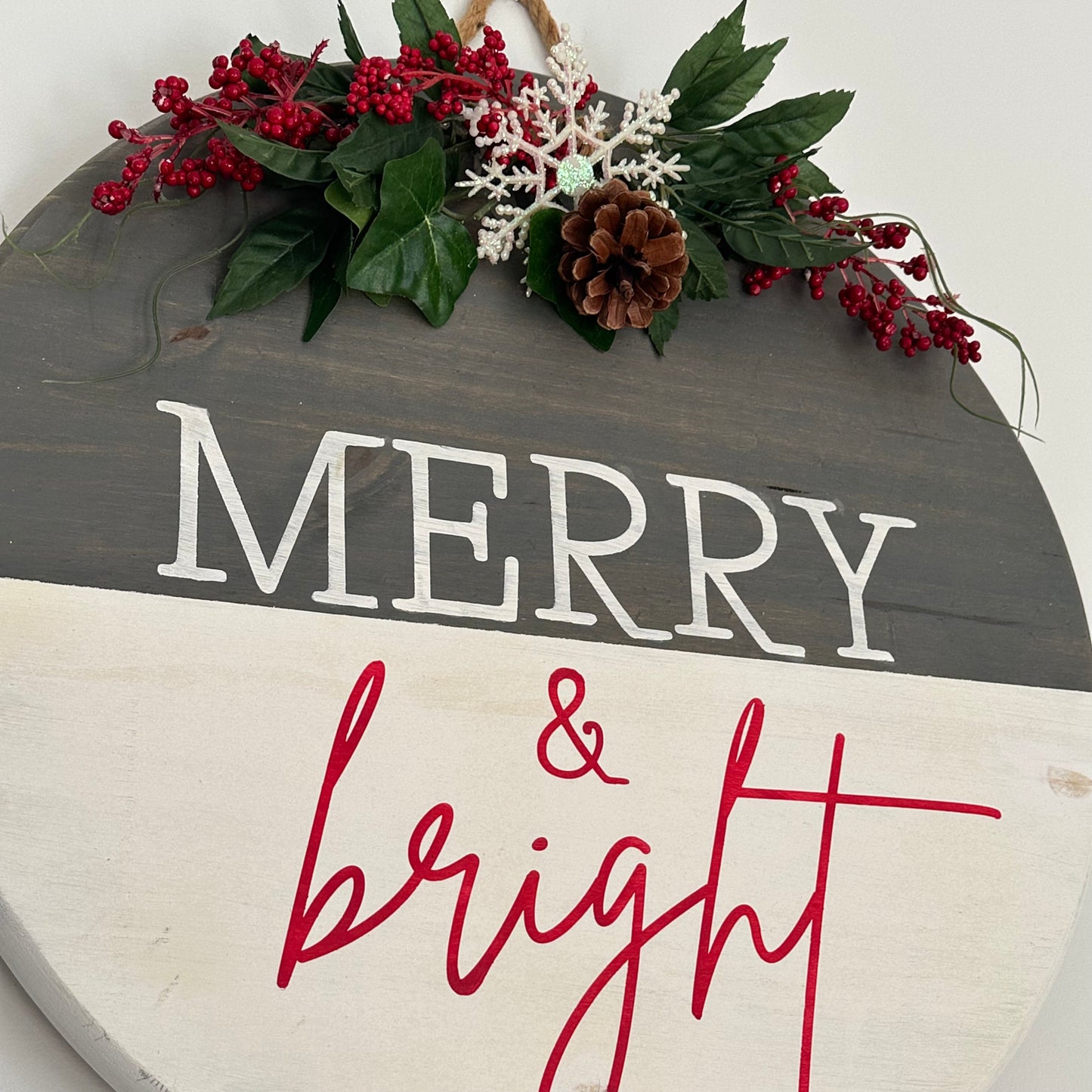 Merry and Bright Christmas Wood Sign