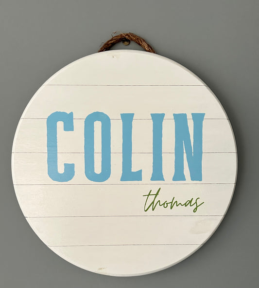 Personalized Simple Baby Boy Nursery Wood Sign