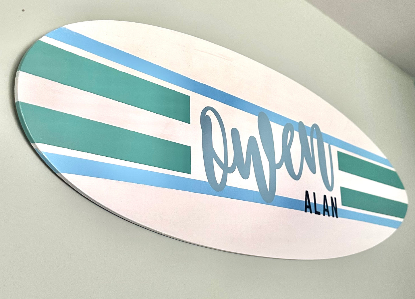 Personalized Baby Boy Nursery Surfboard Sign