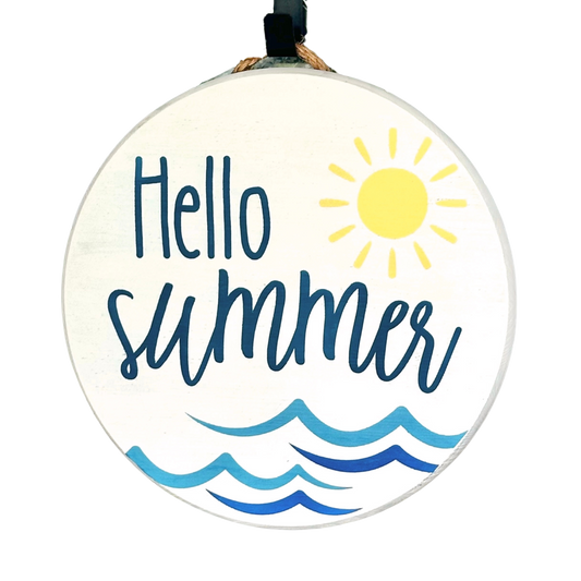 Craft Party Menu: Hello Summer Wood Sign Waves and Sun